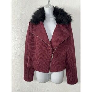 Candie’s Burgandy Moto jacket with Removeable Faux Furr